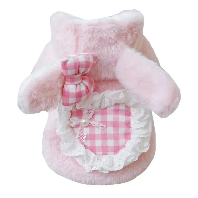Abrigo bonito de conejo de amor para mascotas, ropa de transformación para perros y gatos, Otoño/Invierno, pelo de conejo de peluche con orejas, ropa de amor, osos de peluche - imagen 5