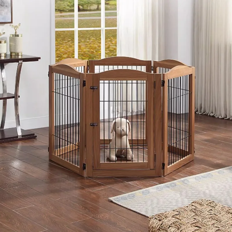 Bolígrafo para mascotas para el hogar, empalme libre, vallas para perros pequeños y medianos, jaula plegable de madera a prueba de Escape para perros, accesorios para mascotas, jaula combinada creativa - imagen 5