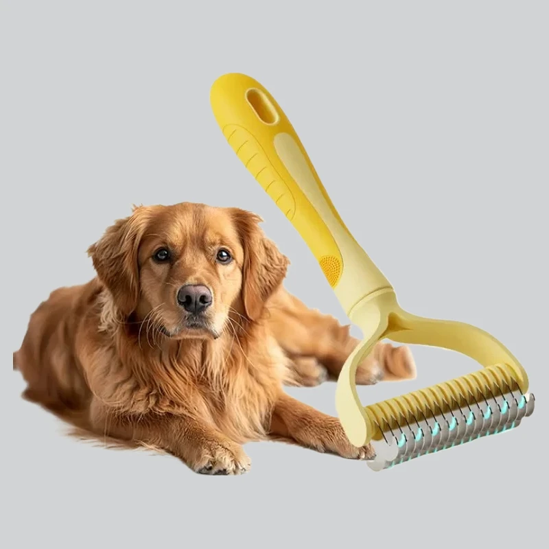 Peine para perros, cepillo de acero inoxidable para perros, peines de doble cara para pelo de gato, removedor de pelo para mascotas, cuchillo de aseo para mascotas, cepillo para perros - imagen 3