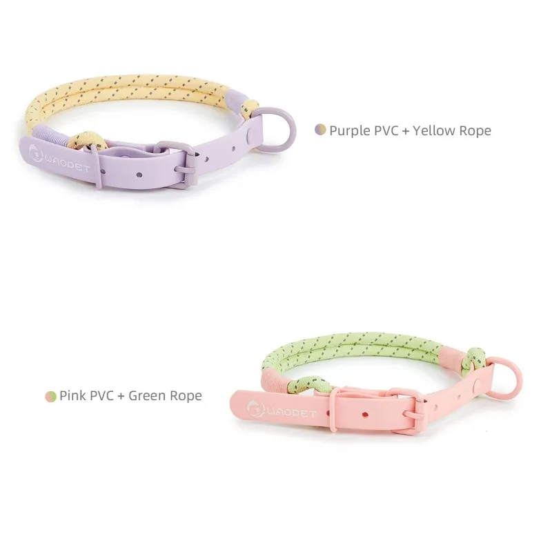 Collar para mascotas, correas de nailon a la moda, Collar de plomo para perros, correas hechas a mano de estilo caramelo, anillo de cuello de PVC, suministros para perros impermeables y geniales - imagen 4