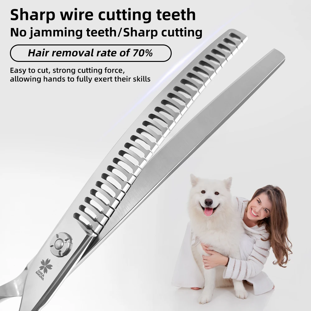 Tijeras de espina de pescado para el cuidado de perros, tijeras de belleza para perros para mascotas de 7,25/7,5 pulgadas, salón de cuidado de mascotas, acero japonés VG10 - imagen 2