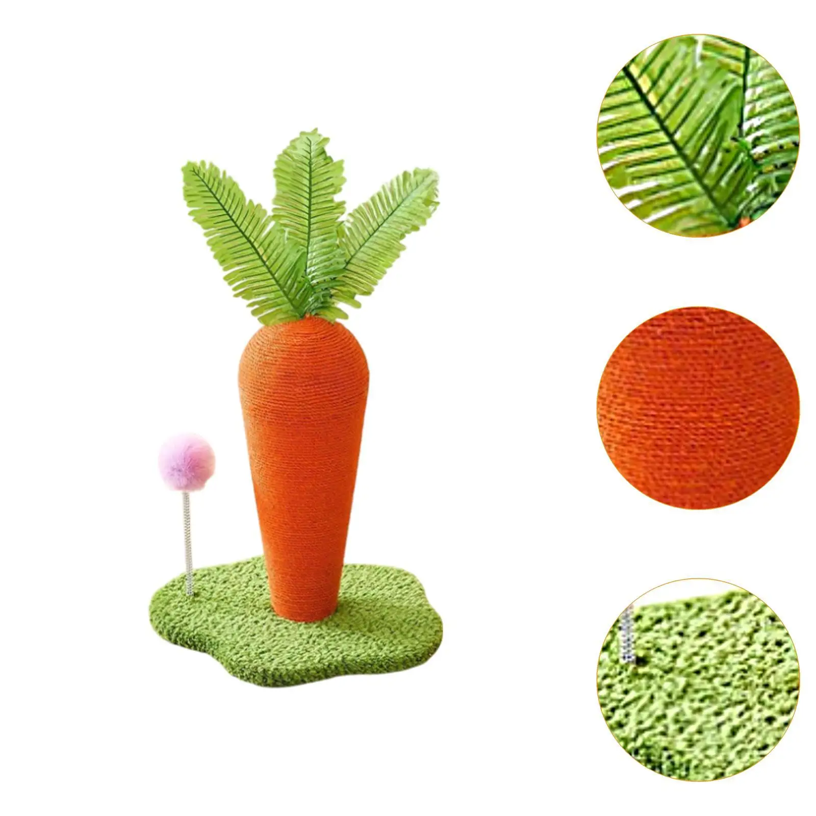 Cat Scratching Post with Play Ball Carrot Cat Scratcher for Cat and Kittens