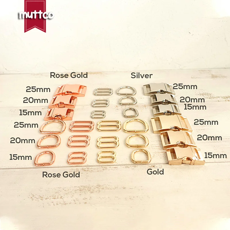 10 juegos de hebilla de Metal chapada en aleación de Zinc, anillo D ajustable para collares de perro DIY, 15mm, 20mm, 25mm, accesorios para mascotas de tres colores - imagen 2