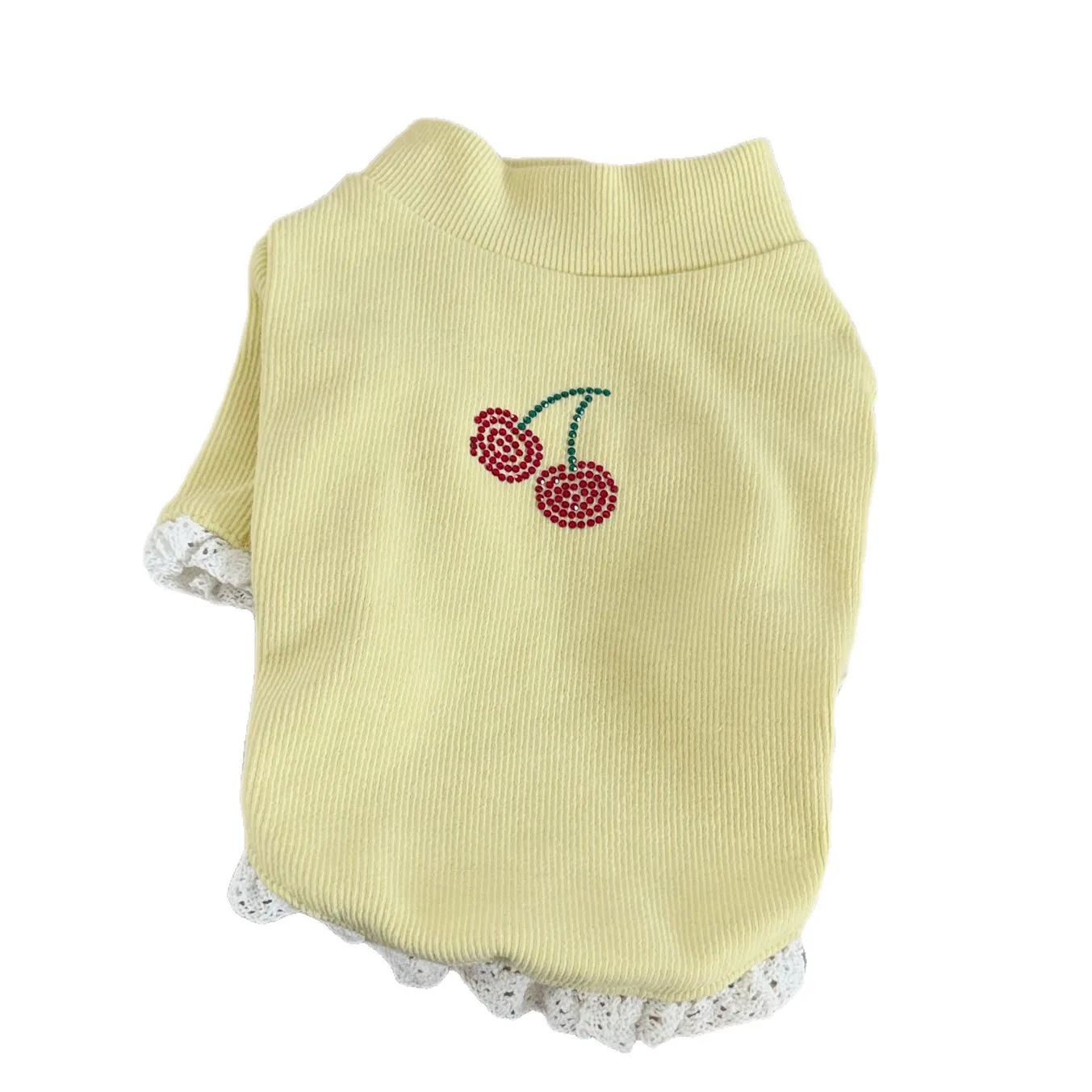 Pet Autumn/Winter Cherry High Neck Base Shirt Teddy Schnauzer Cat T-shirt Pet Hoodie Puppy Clothes Dog Clothes for Small Dogs - imagen 5