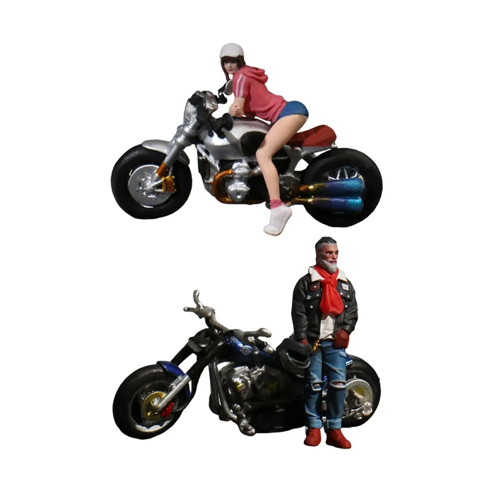 1/64 Scale Miniature Figure Motorcycle Rider Dollhouse Accessories Model 1/64 Scale Miniature Figure Motorcycle Rider Dollhouse Accessories Model