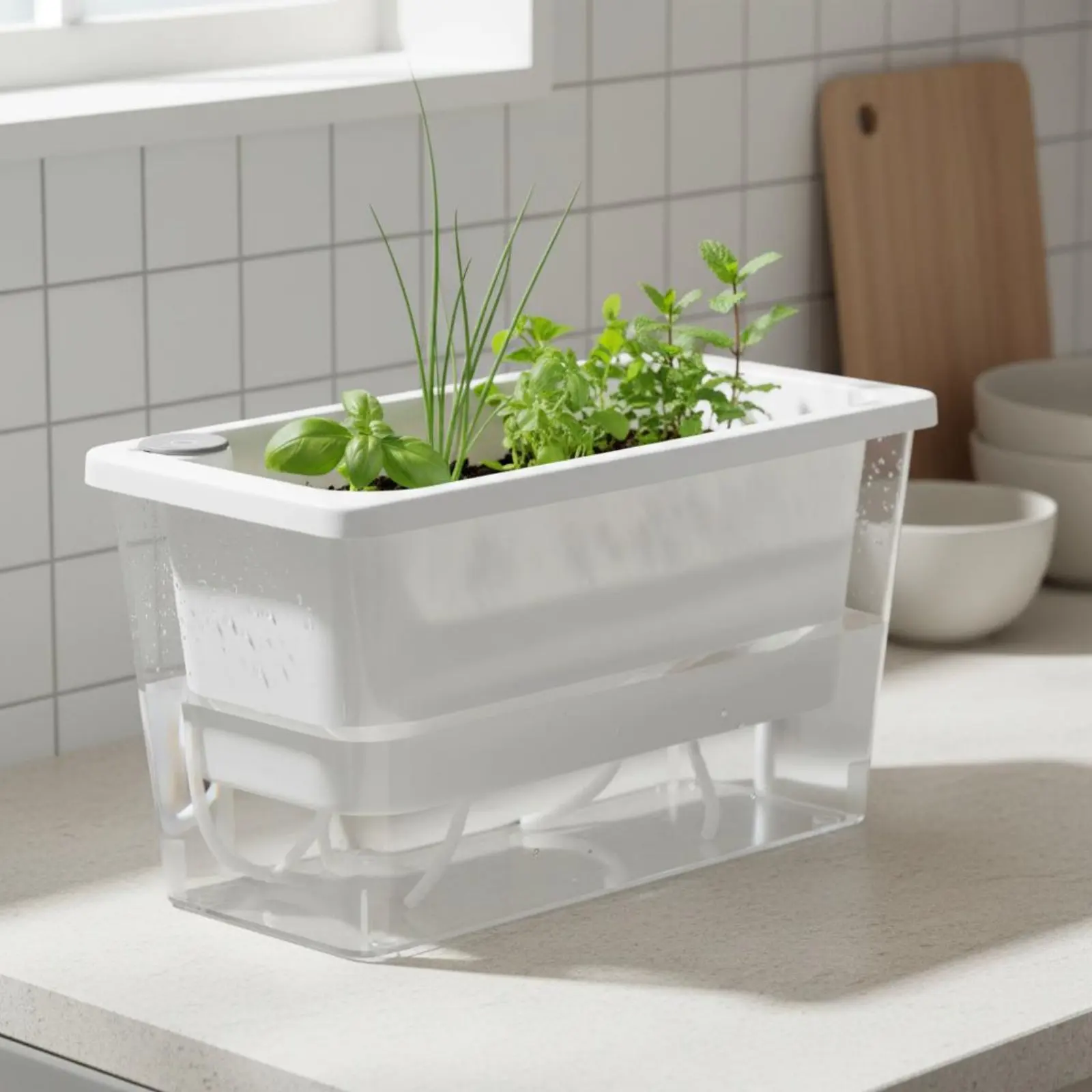 Maceta con riego automático para plantas no tóxicas mascotas