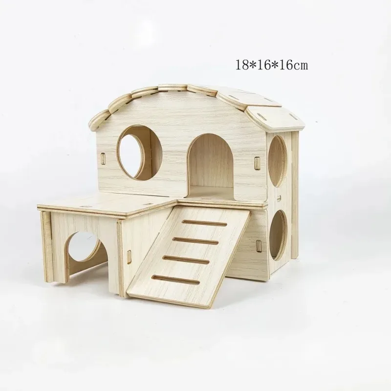 Casa para hámsteres enanos resistentes de conejillo de indias, juguete inofensivo para mascotas, hámster de madera maciza, casa de juego divertida, jaula para conejillo de indias, jaula para hámster - imagen 4