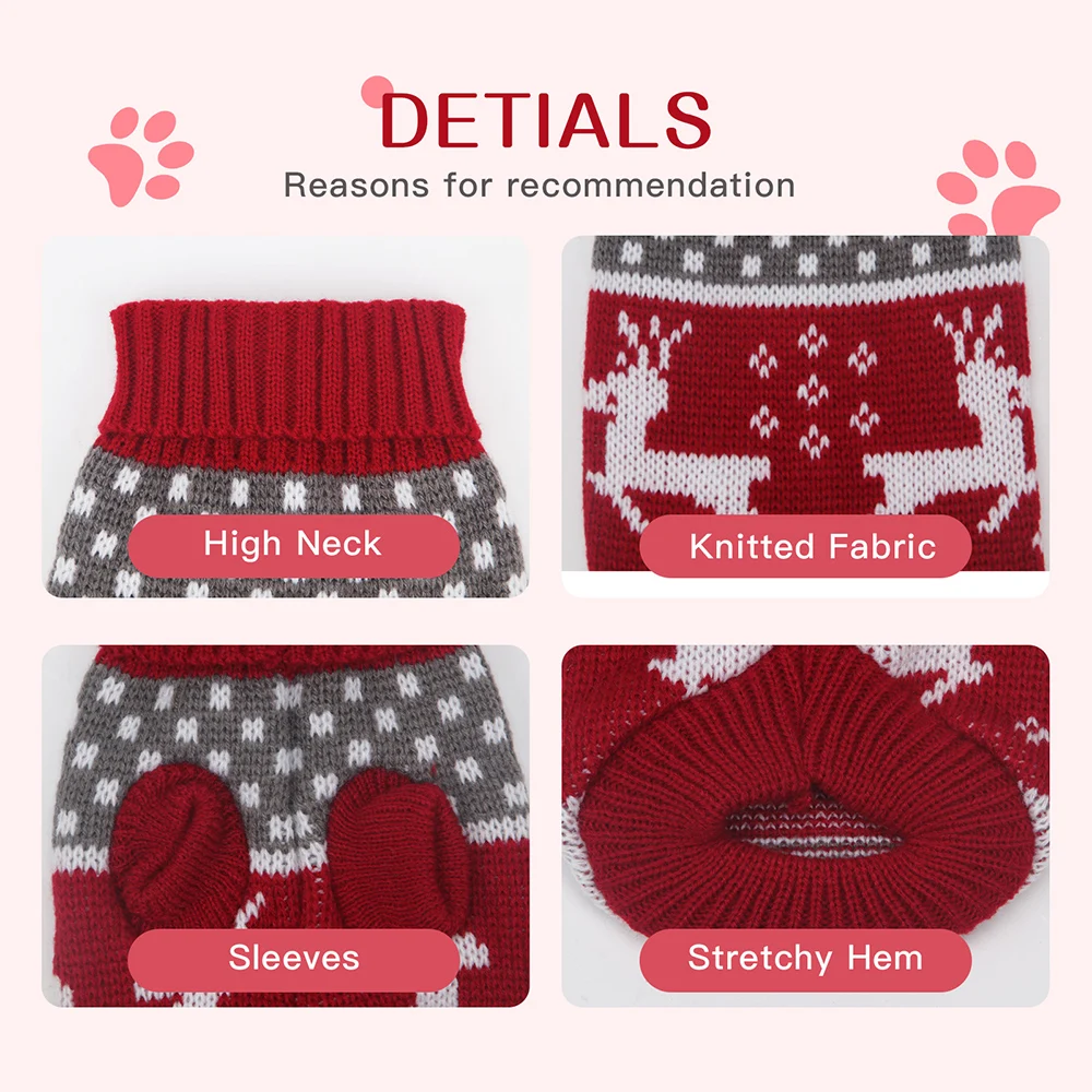 Suéter navideño para perros, suéter para cachorros, suéter navideño navideño con patrón de alce para perros y gatos - imagen 5