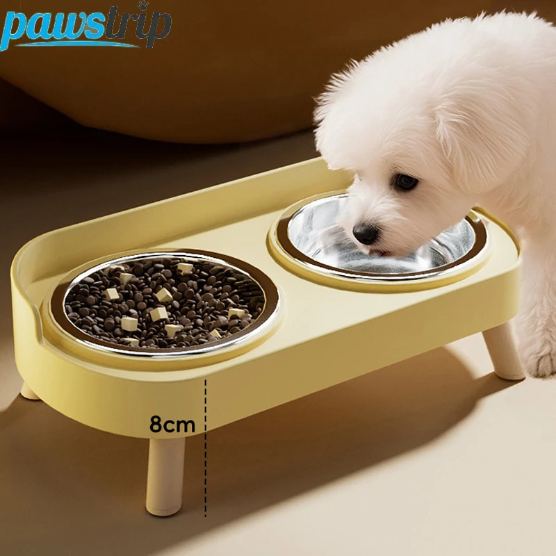 Cuenco alimentador de plástico/acero inoxidable para perros, cuencos dobles para comida de mascotas, cuenco de agua antideslizante para comida de cachorro con soporte, cuenco antisalpicaduras para gatos