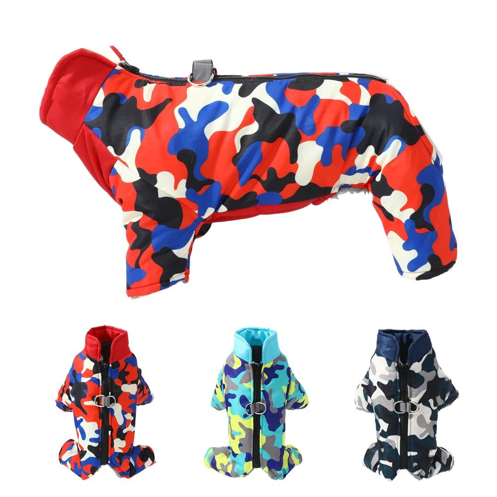 Ropa cálida de invierno para perros, monos para perros pequeños y medianos, mono grueso a prueba de viento para cachorros, mono, chaqueta de camuflaje para mascotas, trajes de abrigo