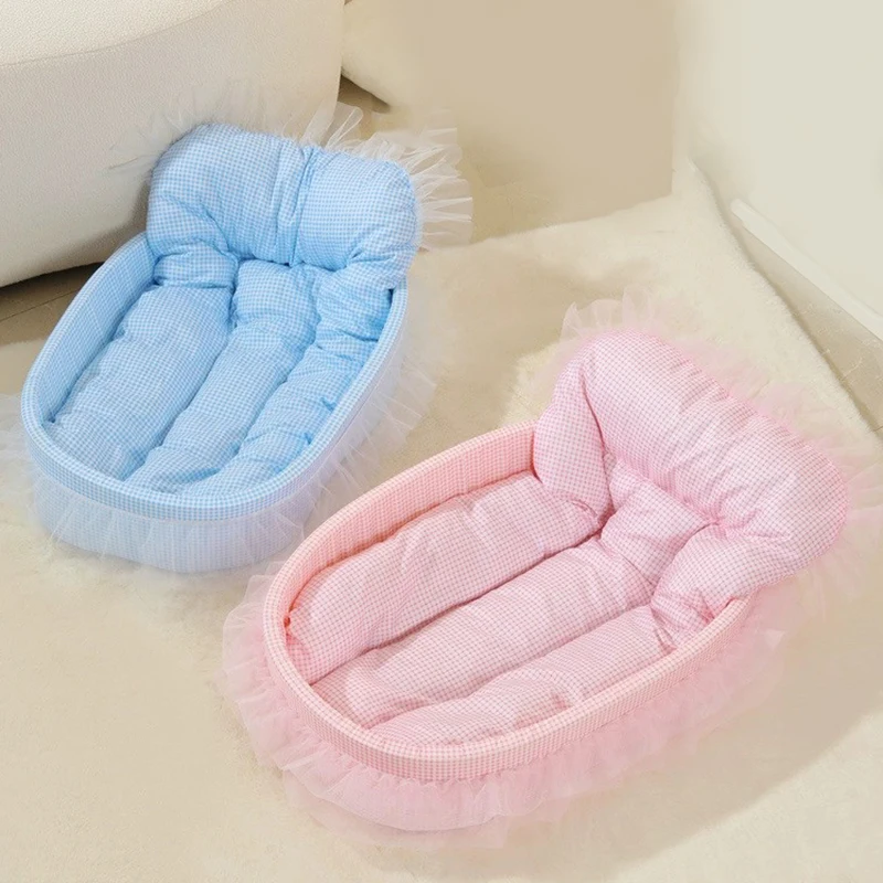 Nido para gatos Color macarrón Perrera para perros pequeños extraíble Lavable Four Seasons Universal Suave Cálido Dopamina Nidos para gatos Productos para mascotas - imagen 3