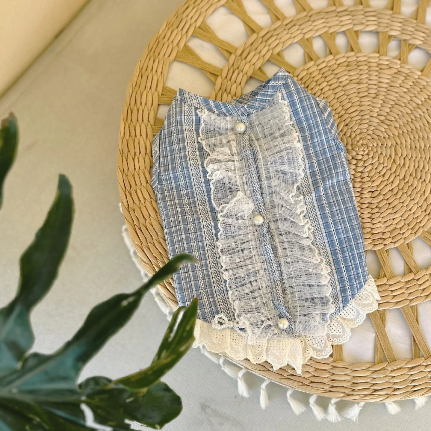 Chaleco con lazo de encaje a cuadros para mascotas, vestido transpirable para perros pequeños, Schnauzer, Teddy, ropa para cachorros pequeños