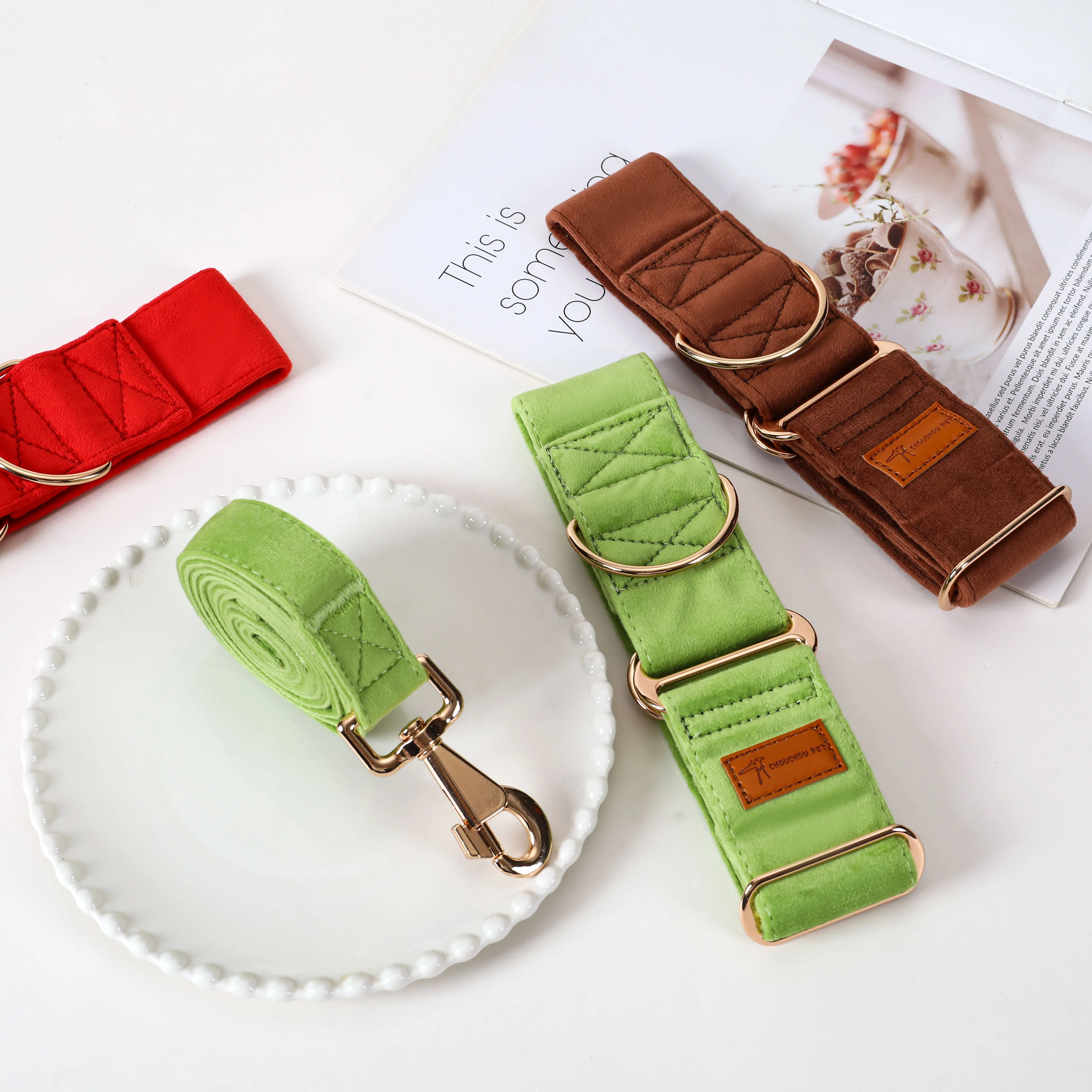 Martingale Greyhound Collar / Iggy / Whippet / Galgo Conjunto de correa suave Collar para perro - imagen 5