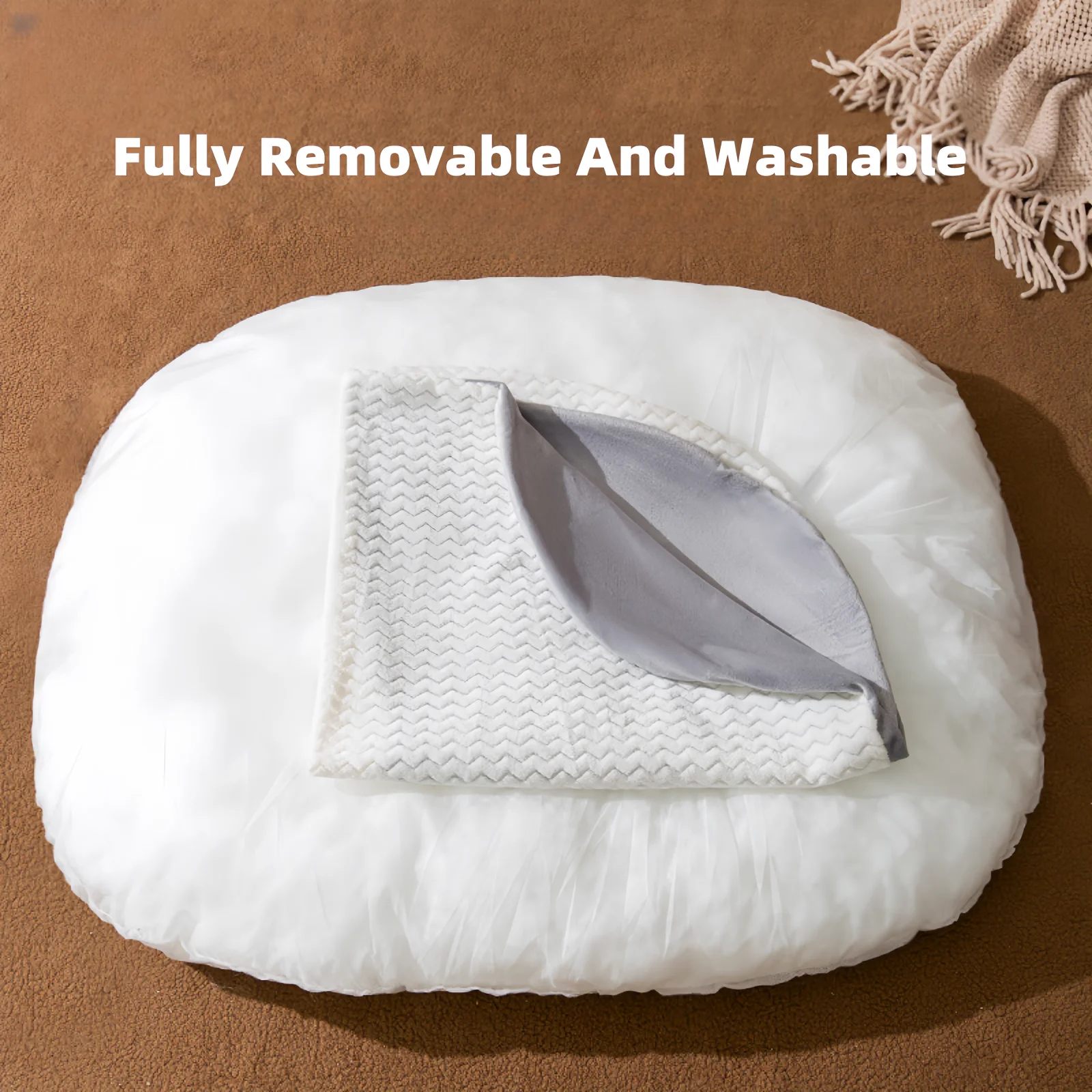 Nido para mascotas, sofá cama grande para perros medianos y grandes, cama cálida para gatos, cojín suave y grueso, estera para dormir lavable extraíble para perros - imagen 3