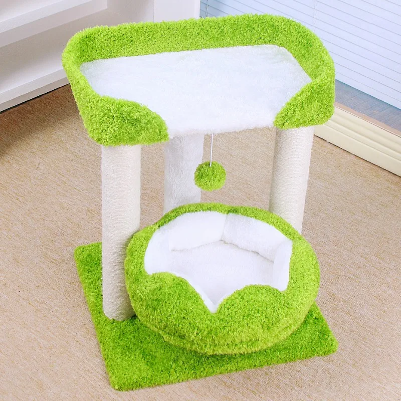 Árbol rascador para gatos con nido y tabla de sisal resistente a arañazos