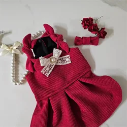 Vestido navideño para perros con lazo rojo - conjunto de invierno