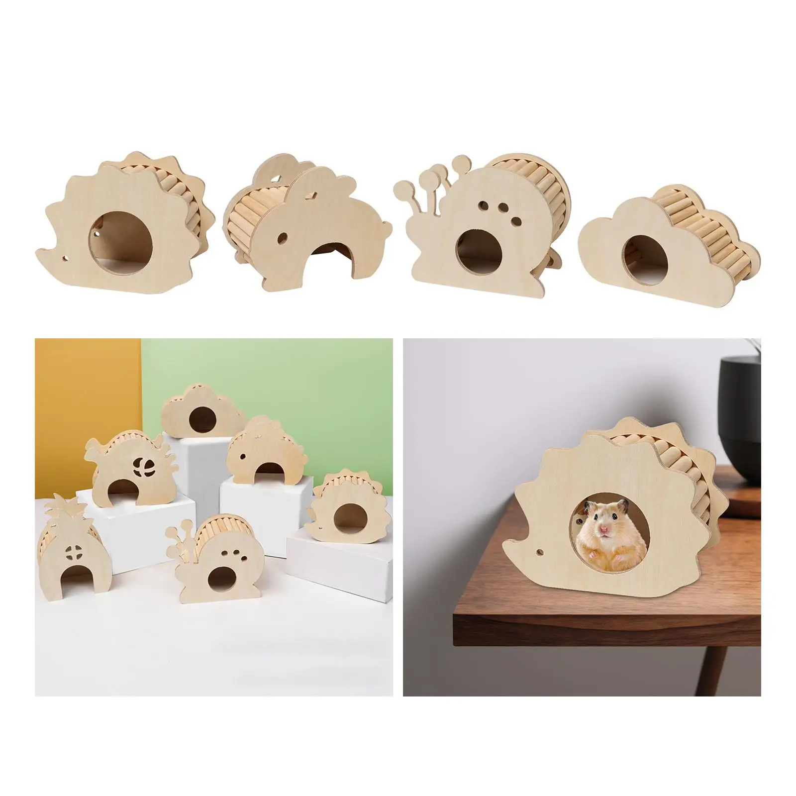 Hamster Wood House Hideout Climbing Hut DIY Cage Exercise Toys