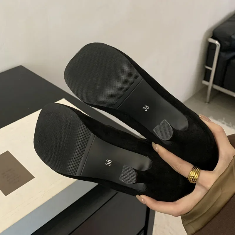 Botas hasta el tobillo para Mujer, zapatos de tacón fino concisos con punta redonda de alta calidad, Botas cortas Chelsea para Otoño e Invierno, zapatos para Mujer - imagen 5