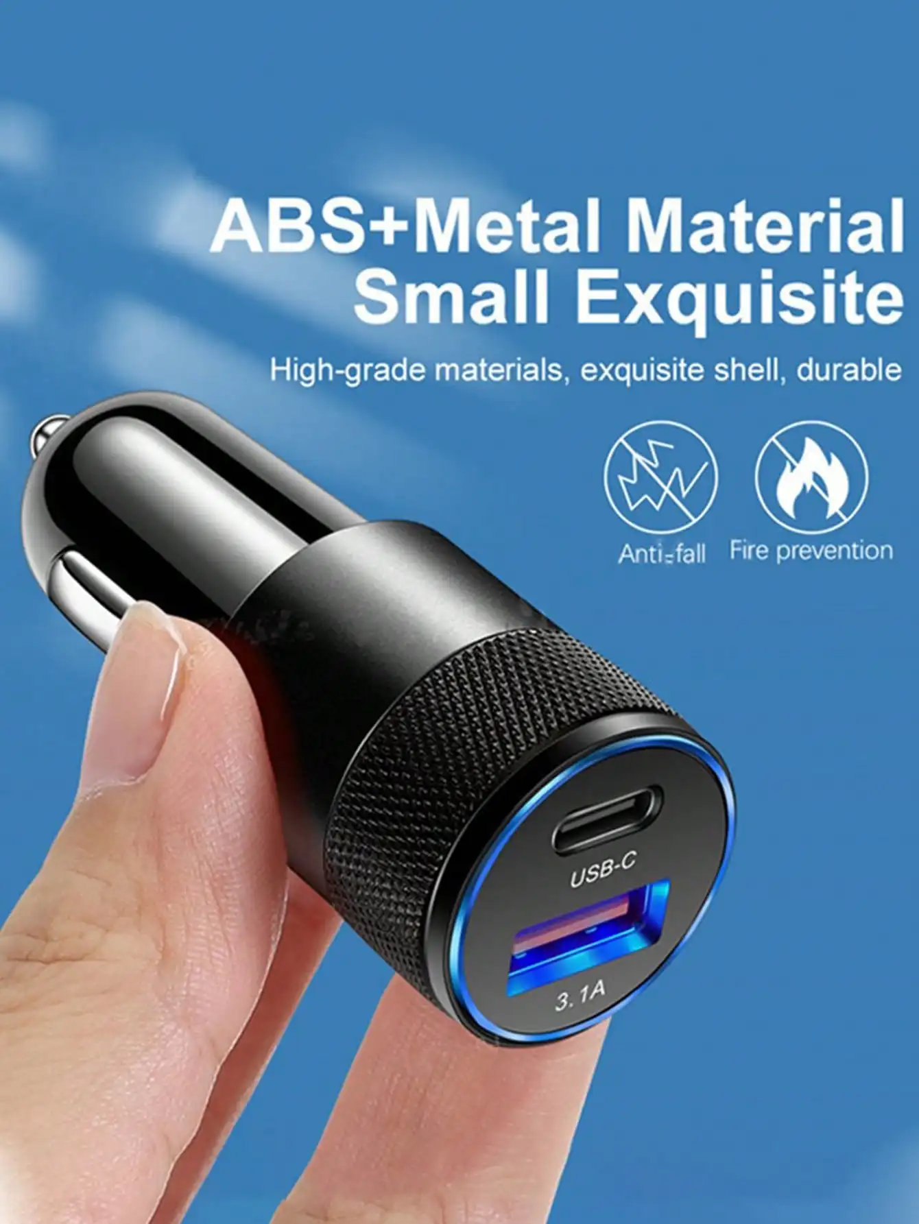 Cargador coche USB-PD carga rápida – Aluminio - imagen 2