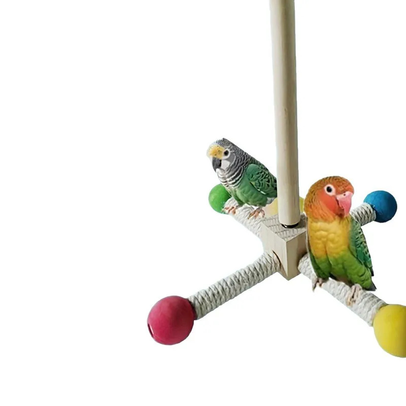 Juguete giratorio para pájaros - antiaburrimiento y percha de madera - imagen 2