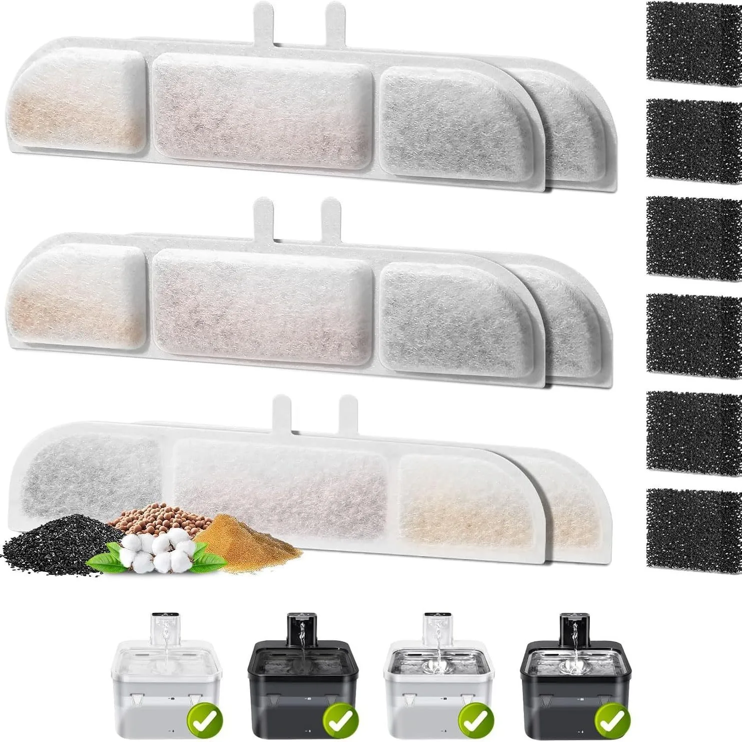 Reemplazo de cartucho de filtro de carbón activado DownyPaws para bebedero de gato WFP6, paquete de 6/12 piezas - imagen 2