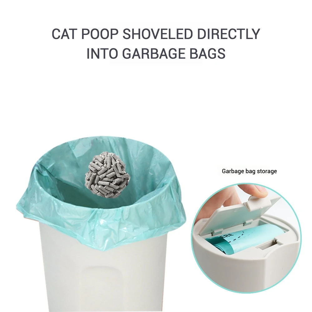 Juego de pala para caca para gatos con caja de almacenamiento, pala para arena para gatos, herramienta de limpieza para mascotas, pala grande de plástico, suministros para mascotas, bolsa para caca - imagen 3