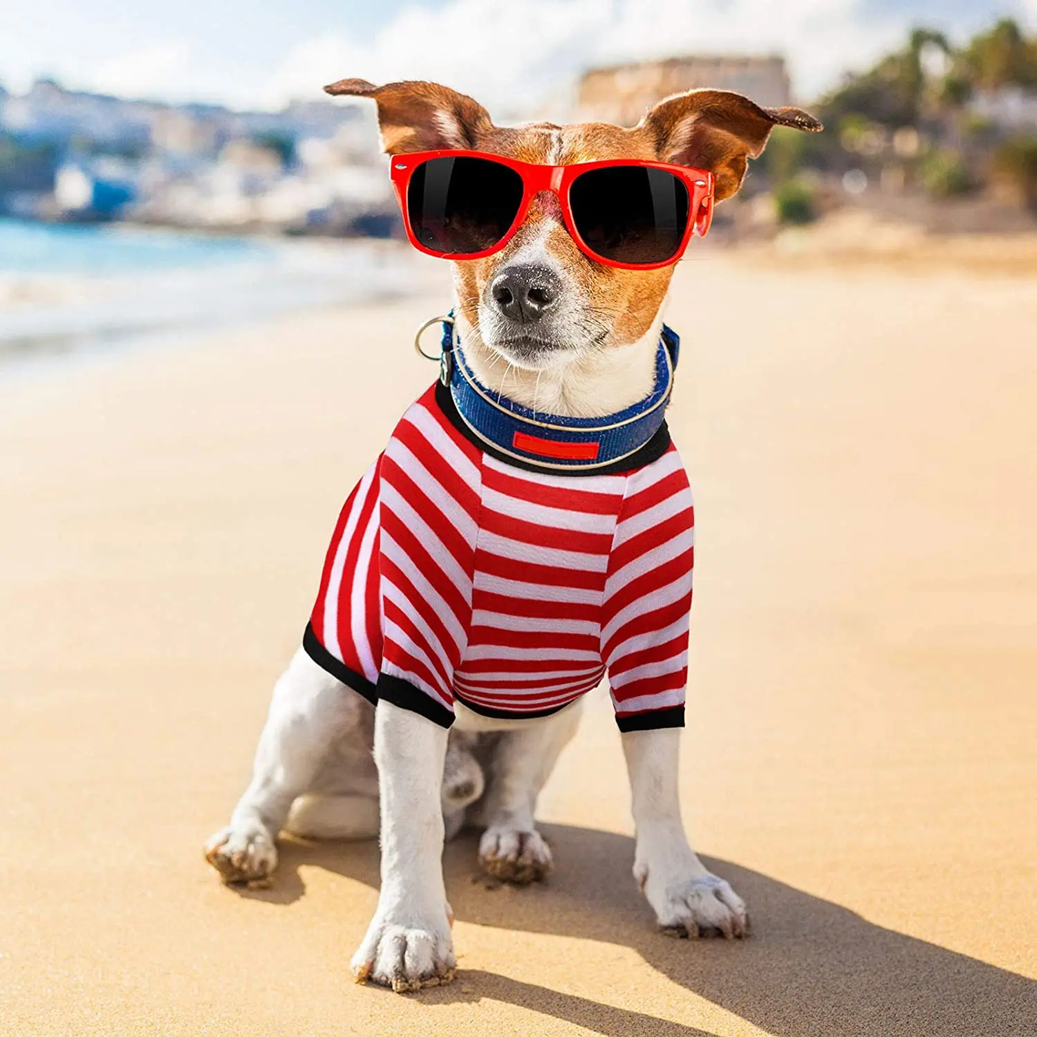 Camiseta a rayas para perros pequeños y medianos, Camisa de algodón de manga corta para cachorros y gatos, ropa de verano para perros, Bulldog Francés Terrier - imagen 5