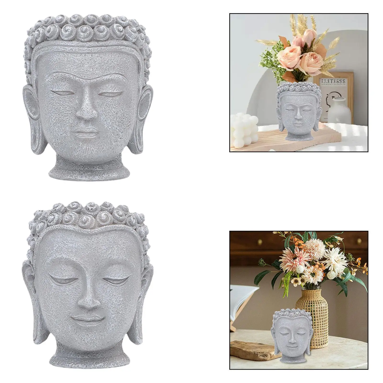 Maceta con cabeza de Buda, maceta para plantas de interior, decoración de regalo, escultura para centro de mesa, hogar, jardín, escritorio y oficina