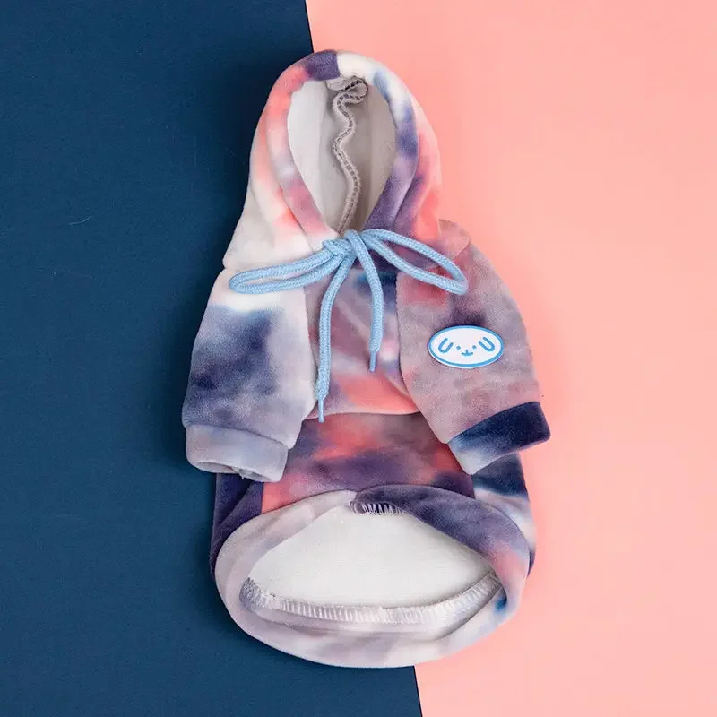 Sudadera con capucha para mascotas, Sudadera con capucha teñida, abrigo de otoño/invierno para mascotas, ropa cálida para perros pequeños, ropa para cachorros, disfraz con capucha para perros - imagen 2