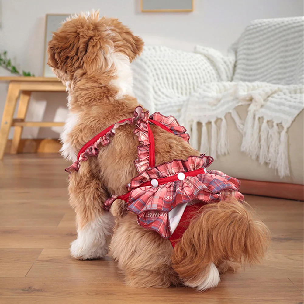 Vestido con mallas para perro y gato, ropa interior fisiológica para perros pequeños, Schnauzer Bichon, primavera y verano - imagen 4