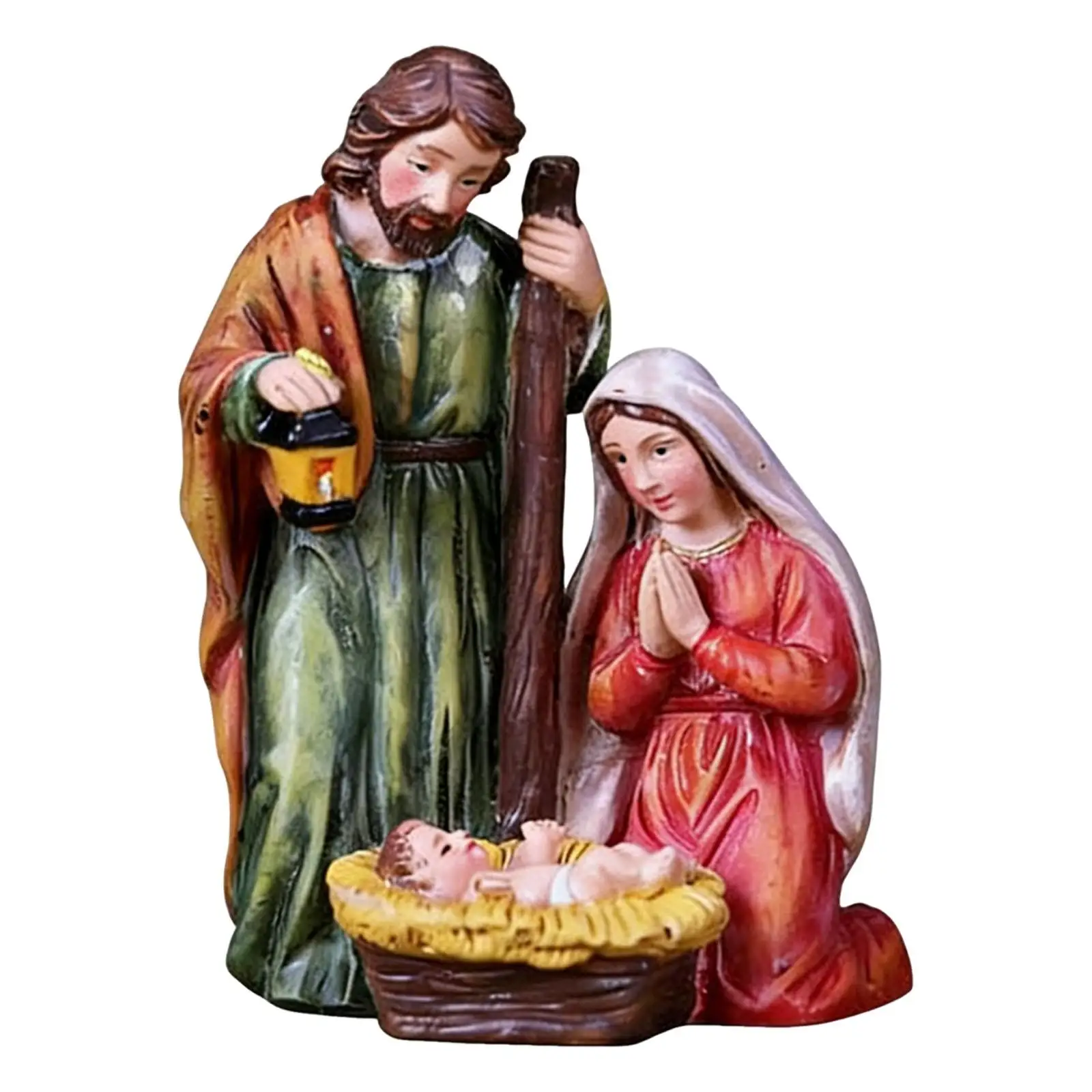 Christmas Nativity Scene Statue Creative Collectible Holy Family Statue Resin Sculpture Jesus Birth Figurine for Bedroom Cabinet Christmas Nativity Scene Statue Creative Collectible Holy Family Statue Resin Sculpture Jesus Birth Figurine for Bedroom Cabinet