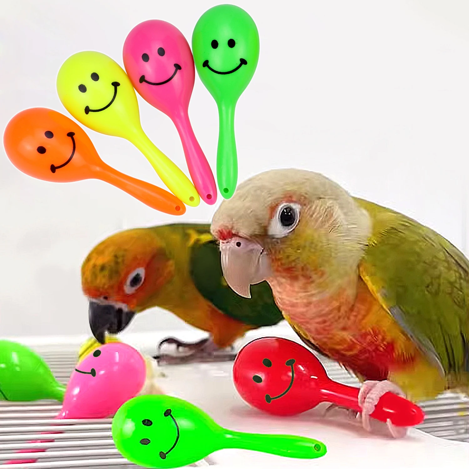 Sonajero para loros, martillo de arena, bola de arena, picaduras de pájaro, juguetes de entrenamiento interactivos de sabiduría, accesorios para mascotas, sonajero para pájaros y loros, 5 uds. - imagen 2