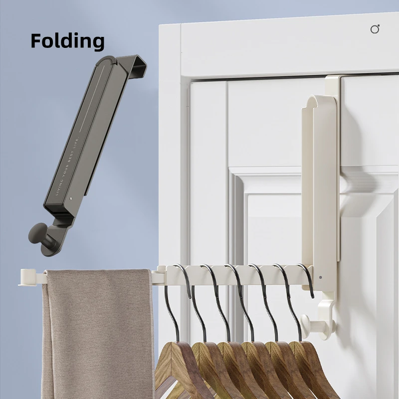 Tendedero plegable, gancho trasero de puerta oculta, gancho de pared plegable, tendedero portátil de viaje sin instalación, colgador de toallas - imagen 3