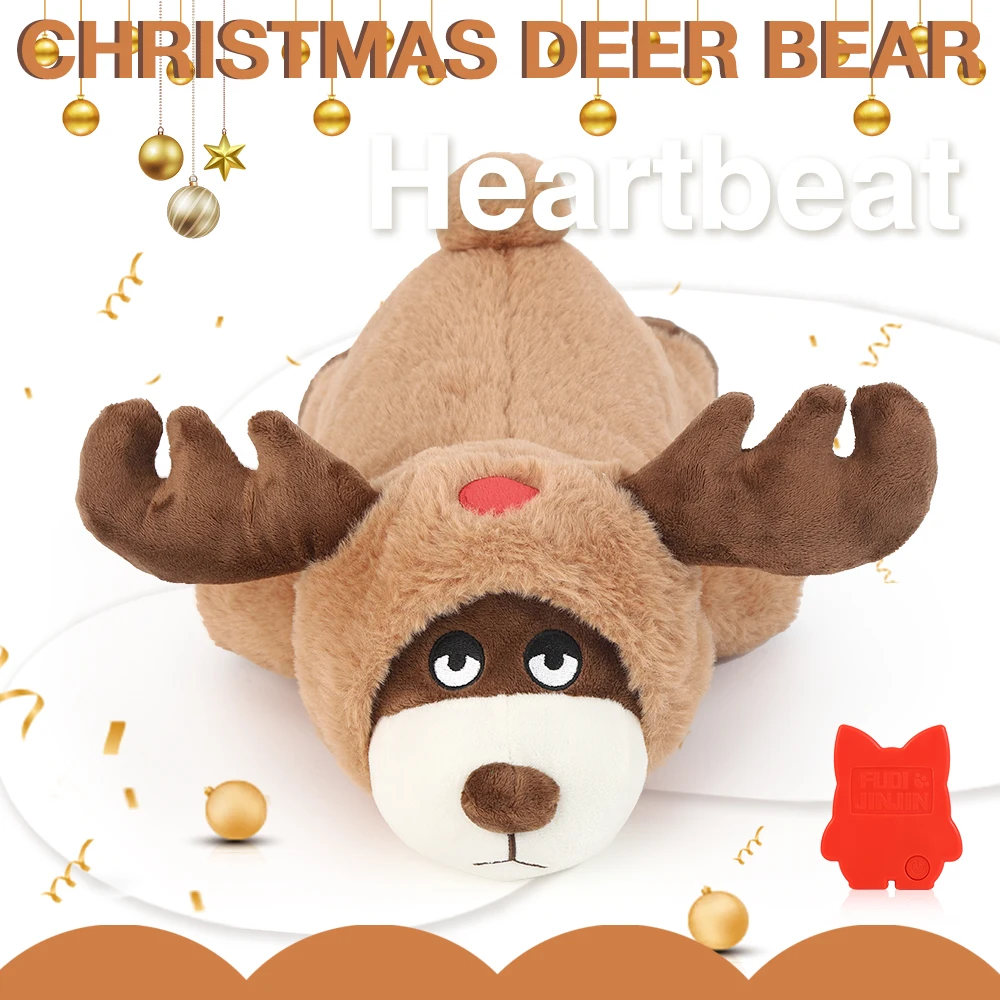 Juguete de peluche cómodo para perros y gatos, función de latido del corazón para entrenamiento comportamental, juguete de ayuda calmante, requiere baterías (no incluidas - imagen 3