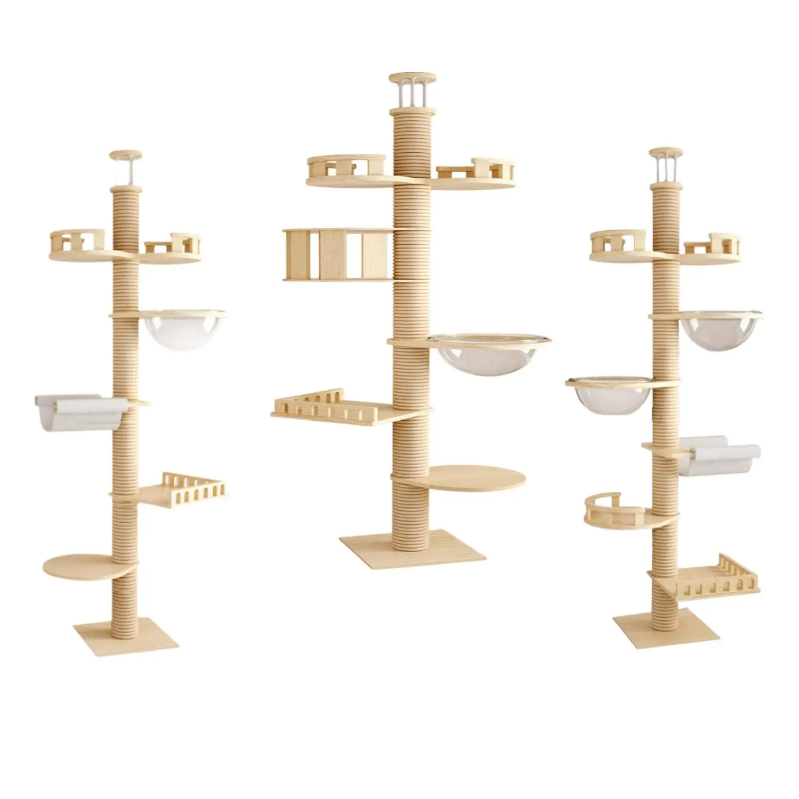 Marco de escalada de árbol para gatos de piso a techo, condones de torre de madera DIY para gatito - imagen 2