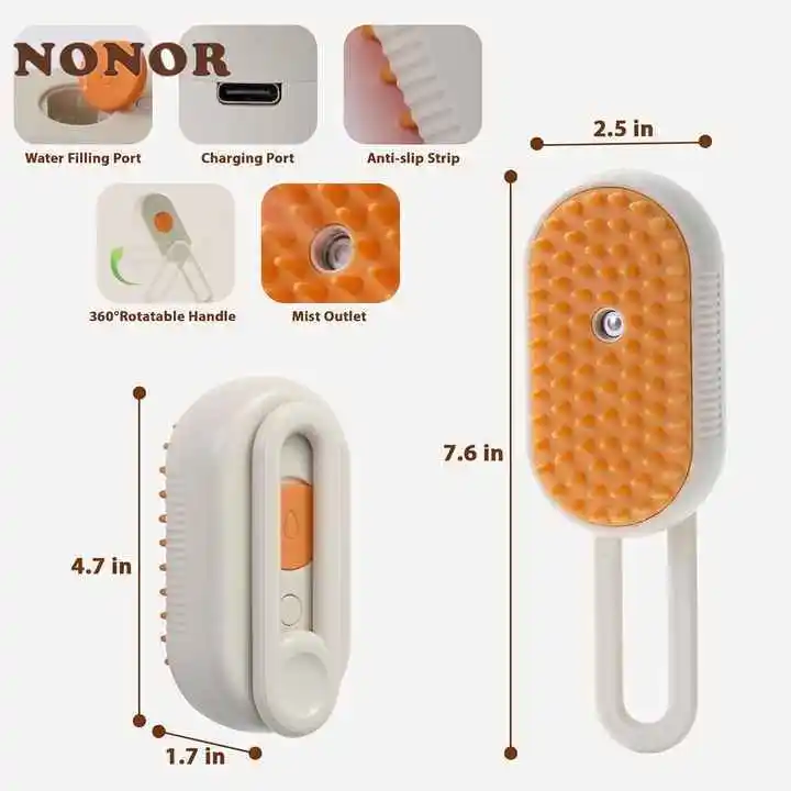 Cepillo de pelo 3 en 1 para perros y gatos, cepillo eléctrico para limpieza de mascotas, cepillo en aerosol de vapor, peine de masaje para depilación, cepillo antivuelo - imagen 5