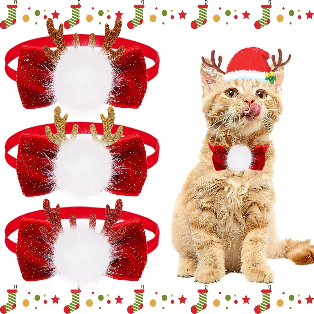 50 Uds. De pajaritas bonitas para perros para Navidad, pajarita navideña a la moda exquisita, corbatas para perros pequeños, accesorios de aseo para mascotas - imagen 5