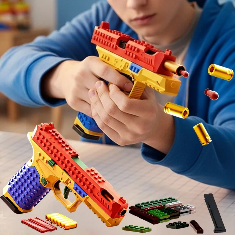 Pistola de juguete con disparo automático y bloques para niños - imagen 2