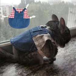 Arnés denim para paseos seguros de conejos y cobayas
