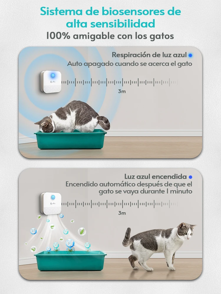 Purificador inteligente de olores para gatos DownyPaws 4000mAH para gatos caja de arena desodorante inodoro para perros limpiador de aire recargable desodorización de mascotas - imagen 4