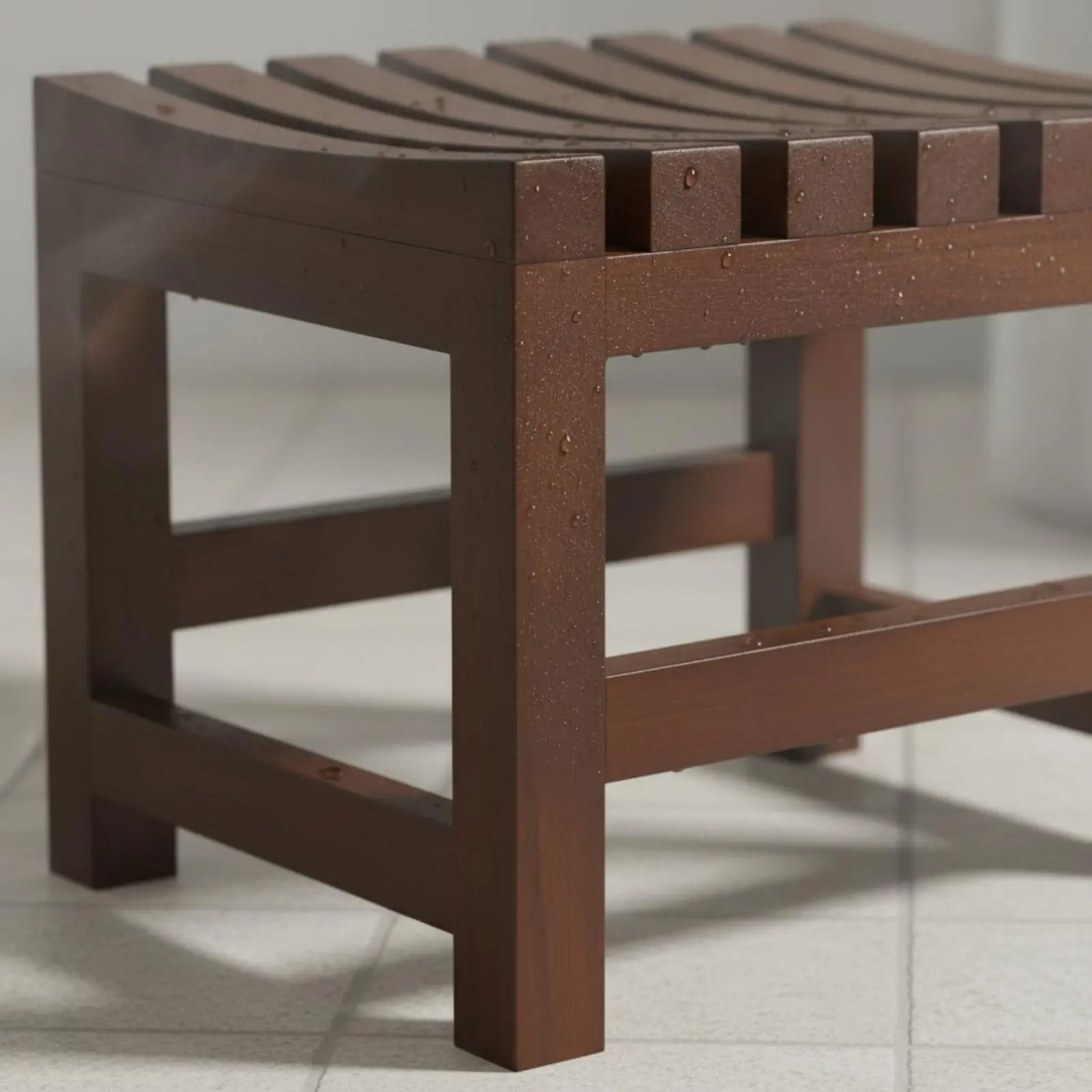 Taburete de Ducha de Madera Maciza Impermeable y Resistente - imagen 4