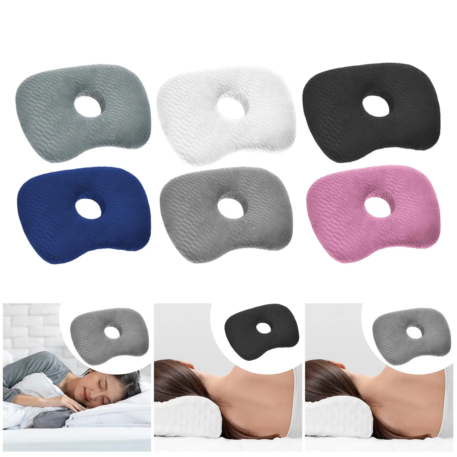 Almohada lavable para Piercing en la oreja, Protector de almohada para dormir de felpa con orificio para la oreja para mujeres, hombres, hogar y dormitorio