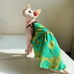 Ropa verano sin pelo gato Sphynx y Devon Rex – vestido algodón