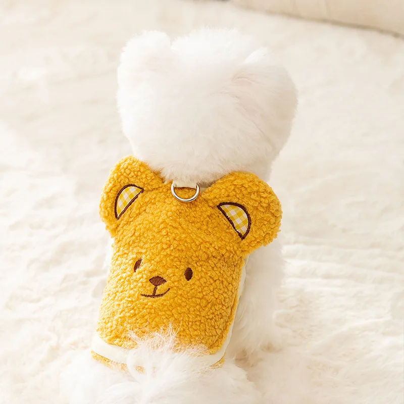 Otoño Invierno piel de cordero oso de peluche abrigo oso de peluche chaleco de tracción grueso cálido invierno Teddy ropa para mascotas ropa para perros pequeños - imagen 2