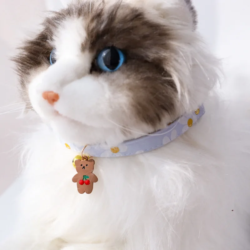 Katzenhalsband mit Glocke, verstellbares Haustierzubehör, Katzenhalsband mit Glocke, Sicherheitsglocken-Ring-Halskette, süßes Haustierzubehör - imagen 5