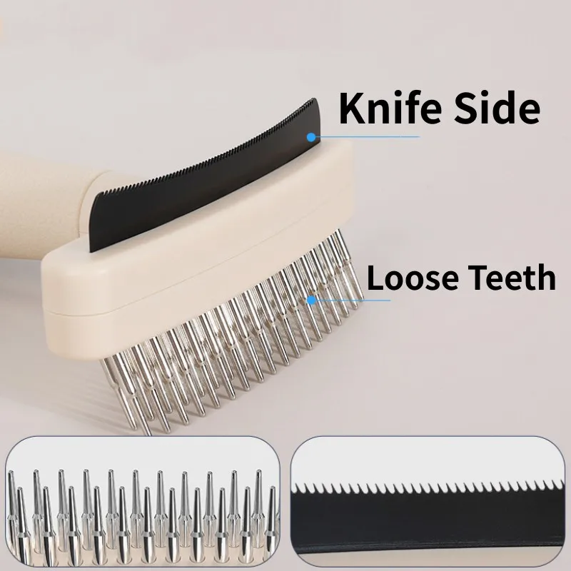Peine para perros, utensilio para eliminar el pelo de mascotas, cuchillo, cepillo para perros, rastrillo de acero inoxidable, peines para el cuidado de perros, cepillo de masaje, peines para gatos, productos para mascotas