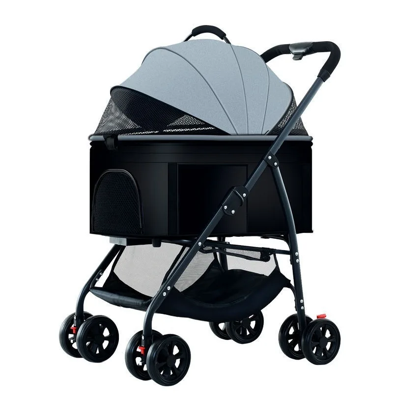 Carrito plegable de viaje para gatos y perros pequeños – Cesta ligera - imagen 5