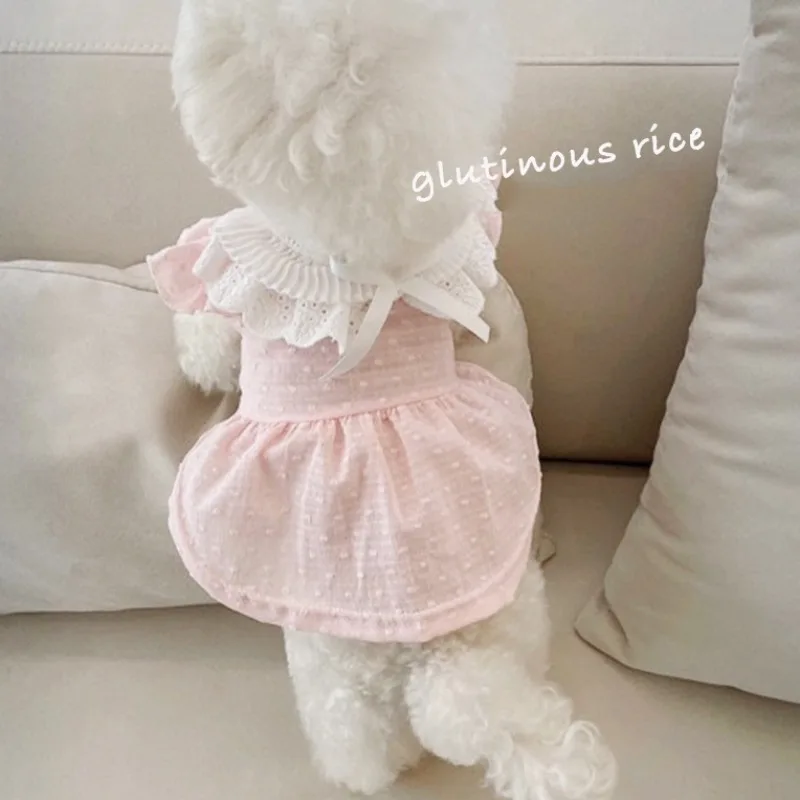 Vestido de falda de princesa para mascotas, ropa fina de verano para perros, cachorro de peluche, Schnauzer de Pomerania, vestido para perros pequeños y gatos