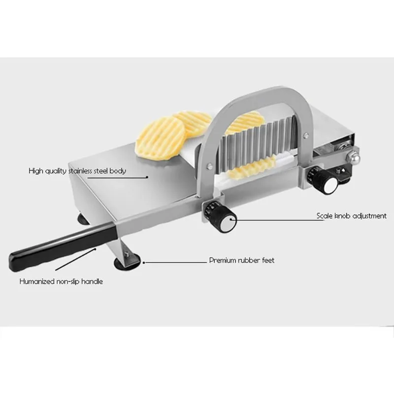 Cortador de patatas fritas, cuchillo francés, diente de lobo, rebanador corrugado, rebanador de flores de patata para rábano, pepino, patatas fritas - imagen 4