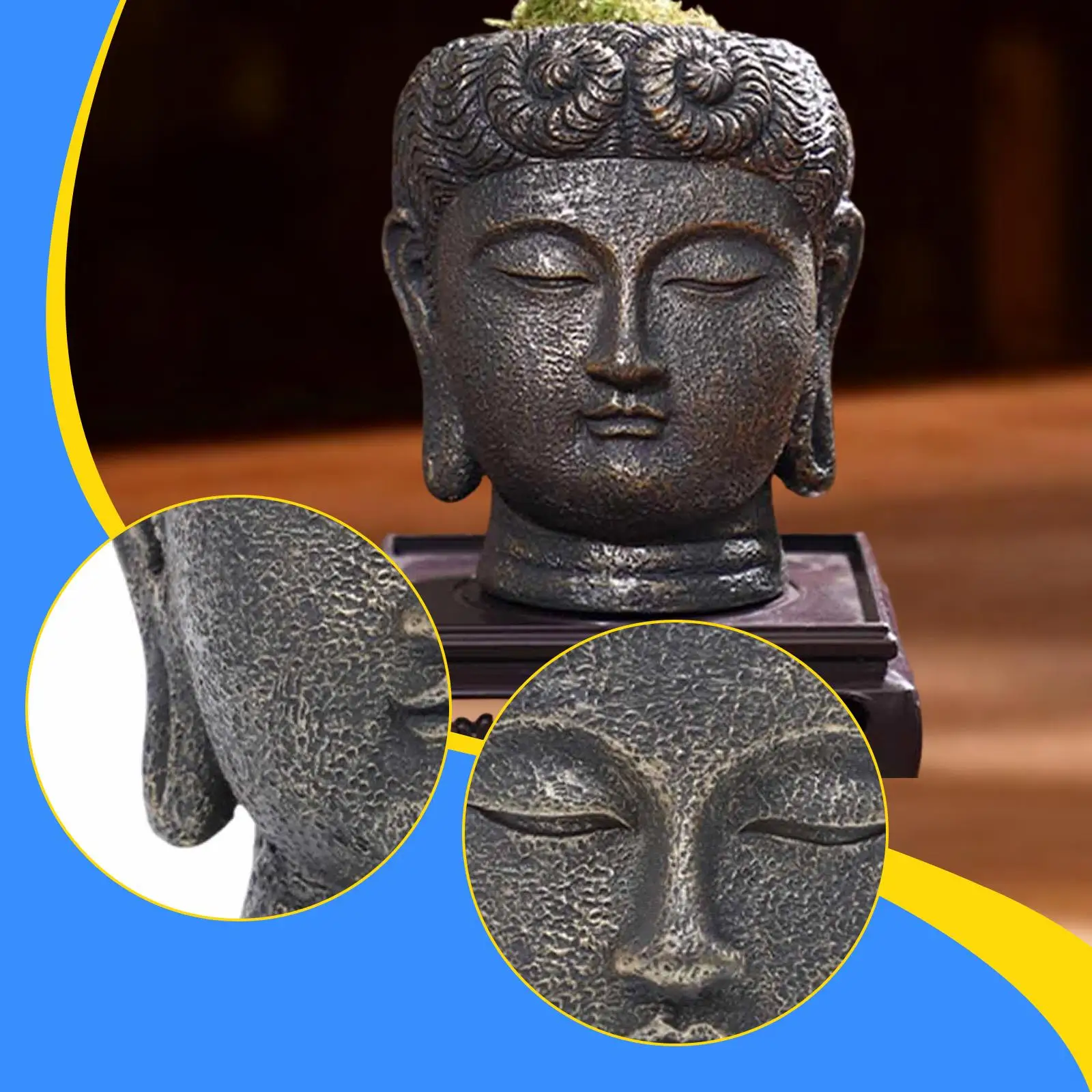 Maceta con cabeza de Buda, maceta con ilustraciones decorativas, maceta, planta, contenedor de flores para jardín, patio, restaurante, granja - imagen 5